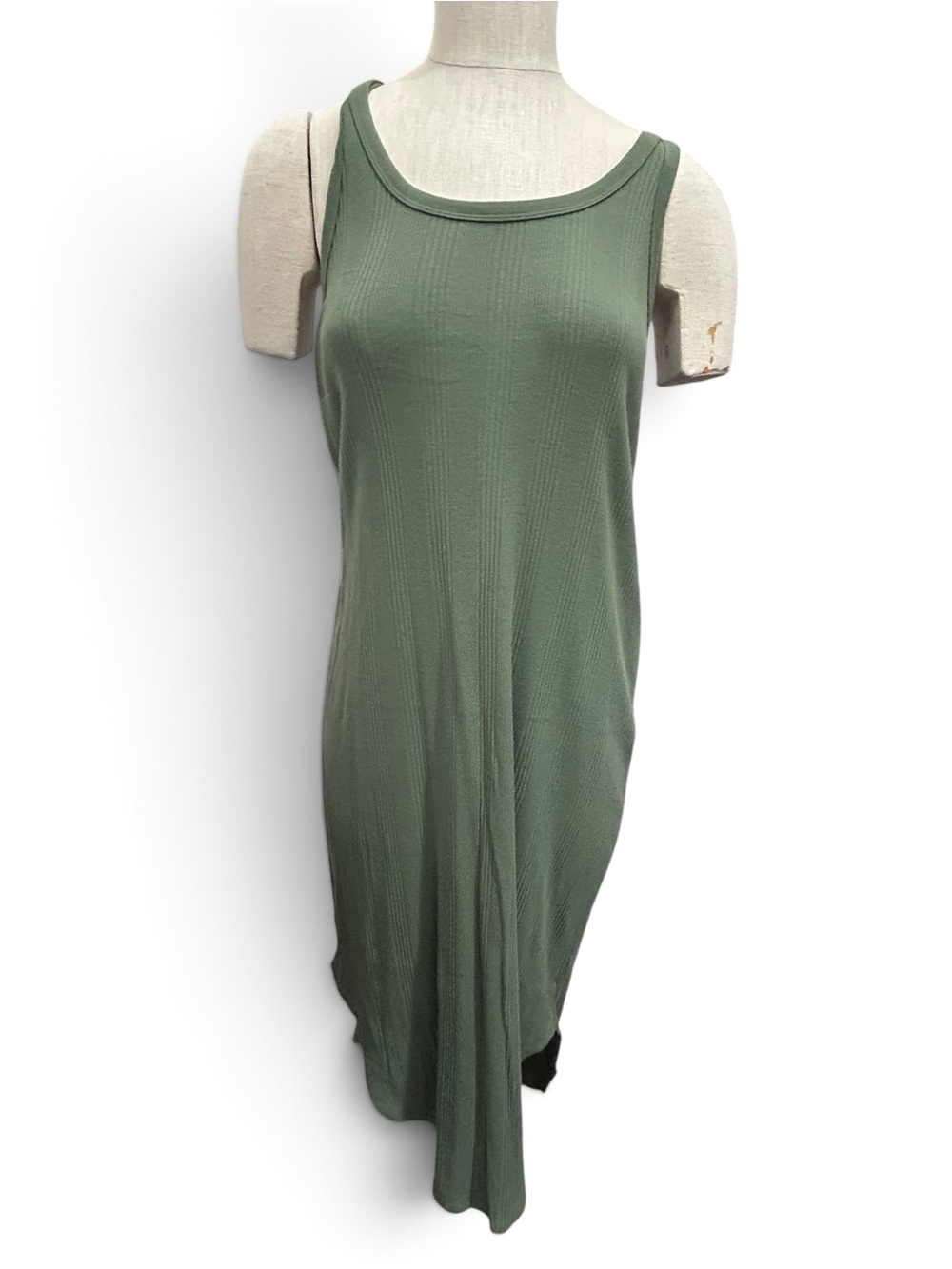 Aerie Knit Ribbed Tank Dress Women Medium Green Racerback